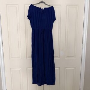 Level Eight Dress Women XL Royal Blue Off Shoulder Maxi Boho Side Slits Sundress